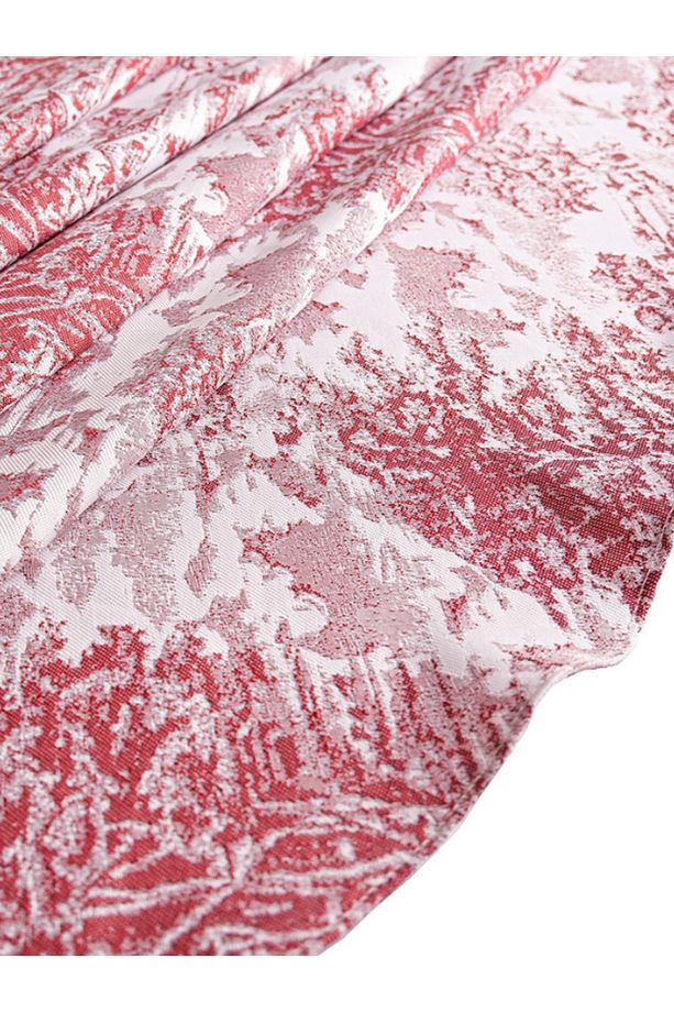 Yüksek Kaliteli Jakarlı Dokuma Kumaş Yuvarlak 160 X 160 Masa Örtüsü Bordo Ağırlıklı - 6