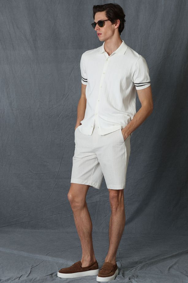 Fral Spor Erkek Chino Şort Slim Fit Bej - 4