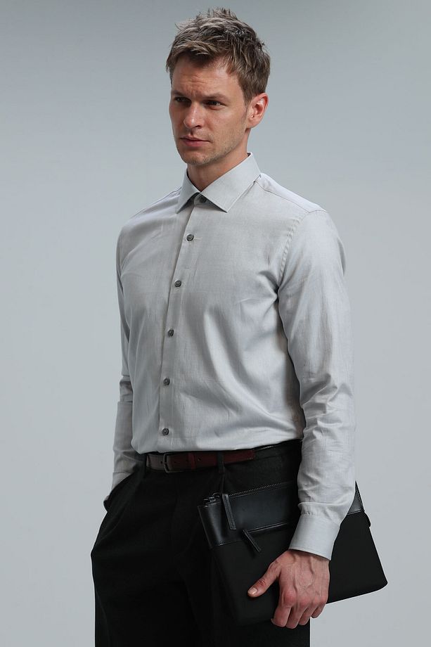 Danıel Erkek Basic Gömlek Slim Fit Gri - 3