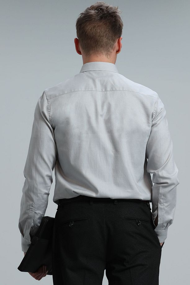 Danıel Erkek Basic Gömlek Slim Fit Gri - 6