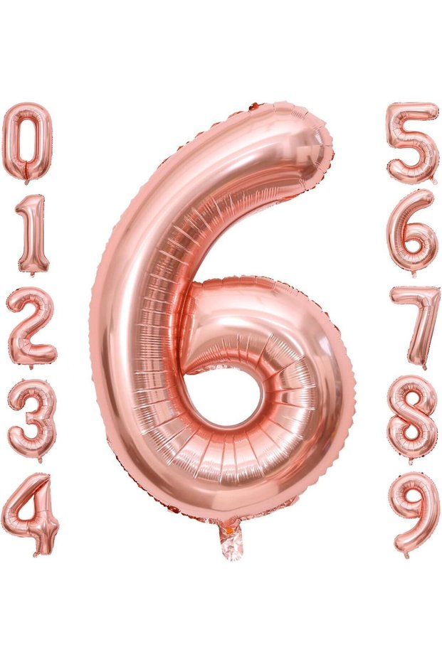 6 Years Rose Gold Gold Colored Foil Balloon 34 Inch 80 cm 6 Years Birthday Party Balloon