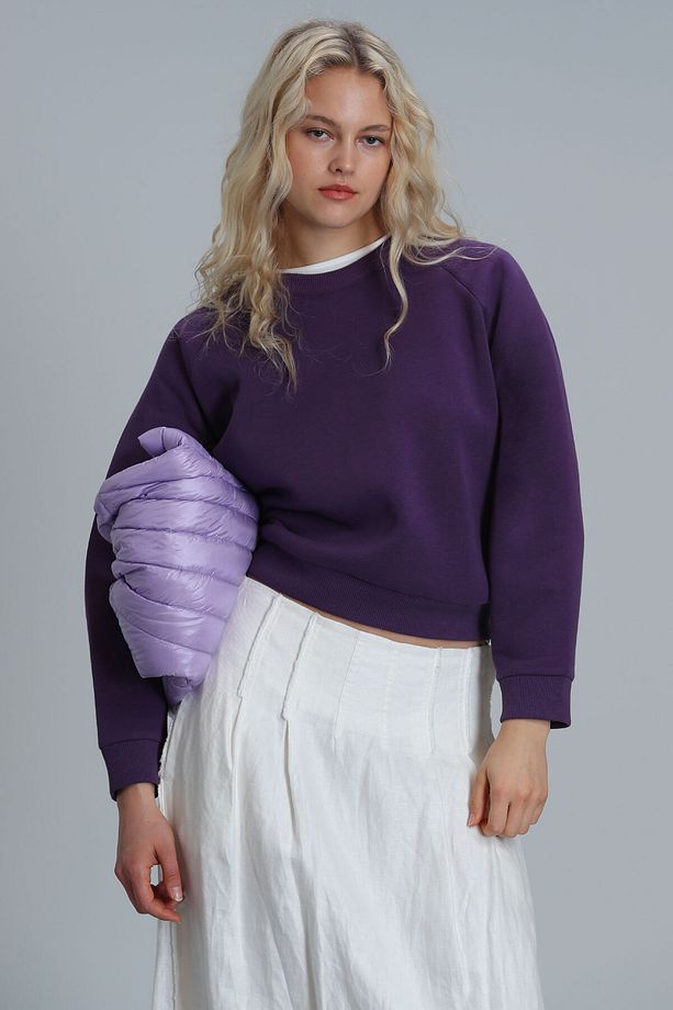 Uwen Kadın Örme Sweatshırt Mürdüm - 4