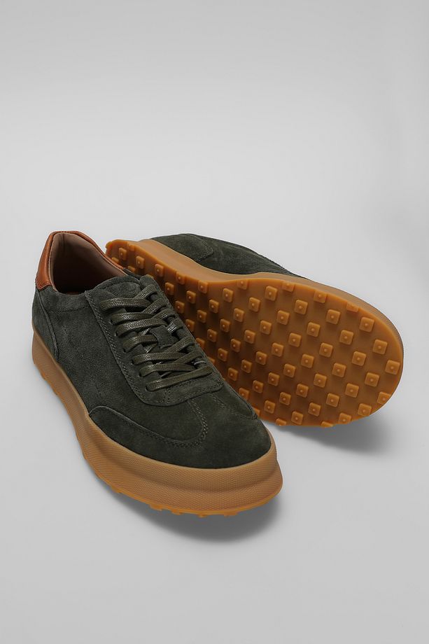 Adam Erkek Deri Sneaker Ayakkabı Yeşil - 5