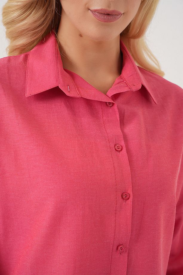 3900 Oversize Uzun Basic Gömlek - Nar - 6