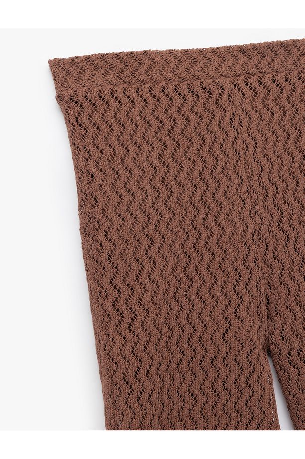 Yüksek Bel Püsküllü Pamuklu Astarlı Kroşe Pantolon - 6