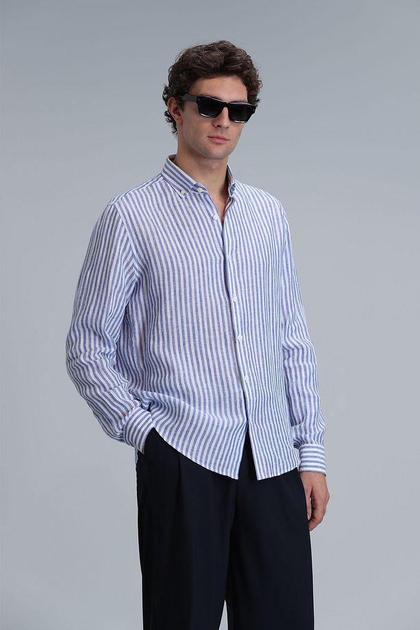 New Erkek Basic Gömlek Regular Fit Mavi - 1