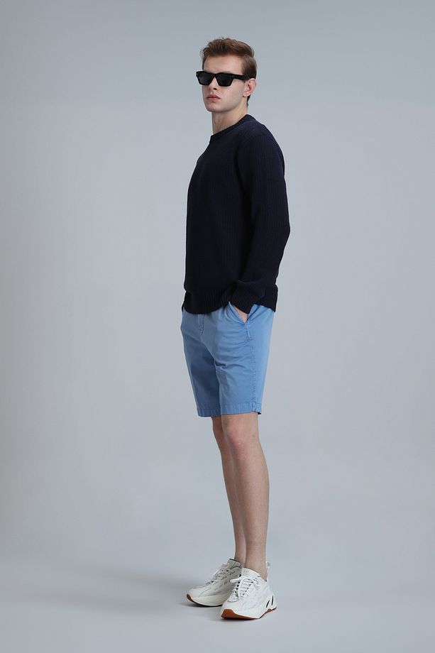 Zegler Spor Erkek Chino Şort Slim Fit Mavi - 3