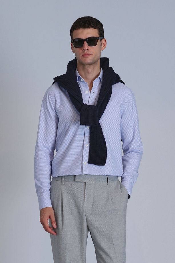 Frederik Erkek Basic Gömlek Slim Fit Açık Mavi - 1