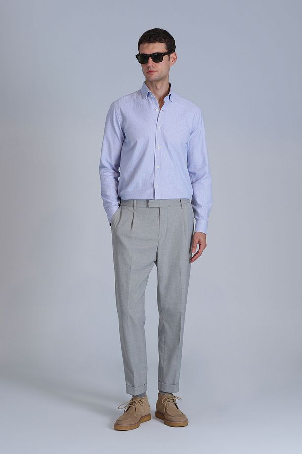 Frederik Erkek Basic Gömlek Slim Fit Açık Mavi - 4