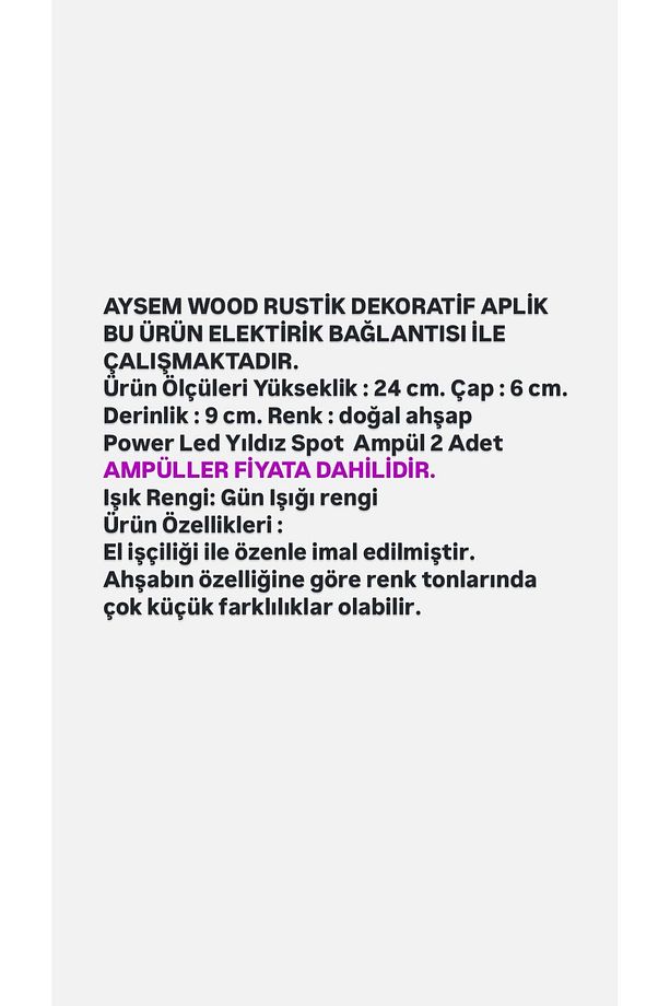 Masif Ahşap Yansıtma Tasarımlı Çift Yönlü Salon Hol Cafe Otel Duvar Aplik Avize - 6