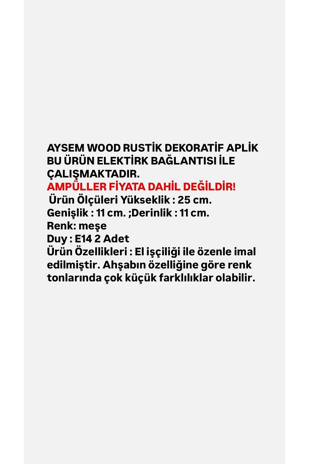 Yansıtma Tasarımlı Çift Yönlü Ahşap Salon Hol Cafe Otel Duvar Aplik Avize - 4