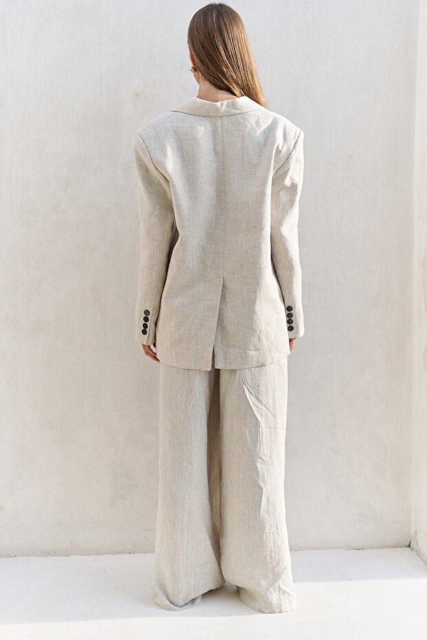 Sinai Keten Basic Naturel Blazer - 4