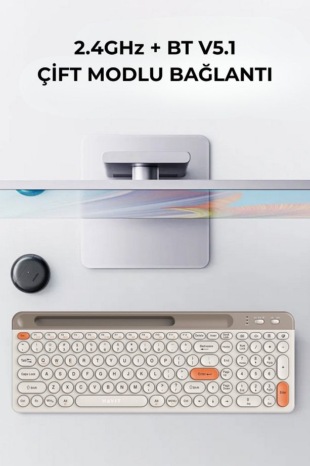 KB835WB Kablosuz Klavye ve Mouse Seti | Türkçe Q | Bluetooth + 2.4GHz | Sessiz Tuş - Siyah - 3