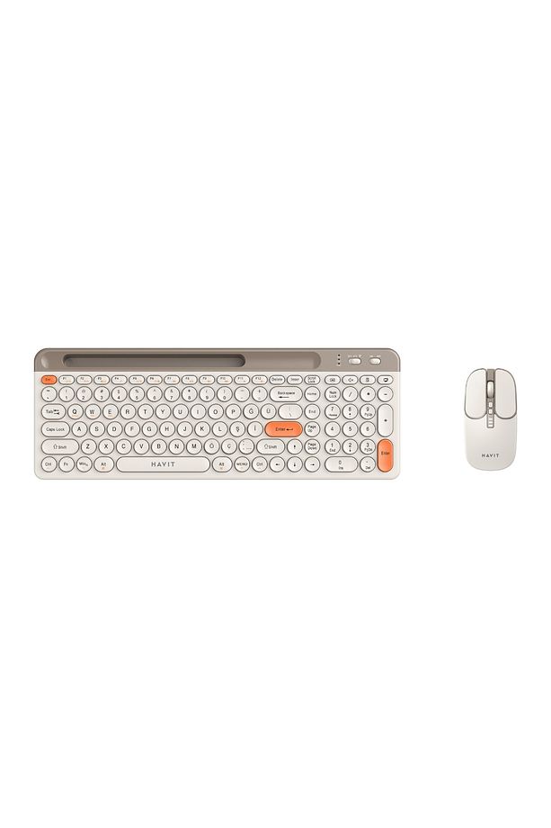 Kb835wb Kablosuz Klavye Ve Mouse Seti | Türkçe Q | Bluetooth 2.4ghz | Sessiz Tuş - Bej - 1