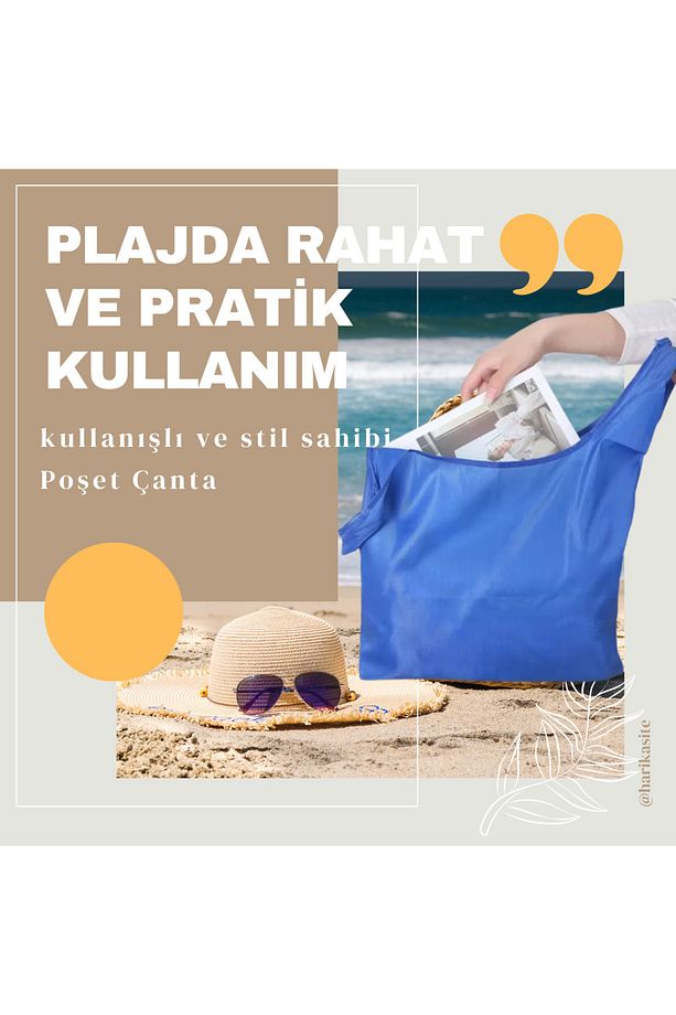 Çantalı Katlanabilir Suya Dayanıklı Leke Tutmaz Alışveriş Torbası / Poşeti / Çantası - 5