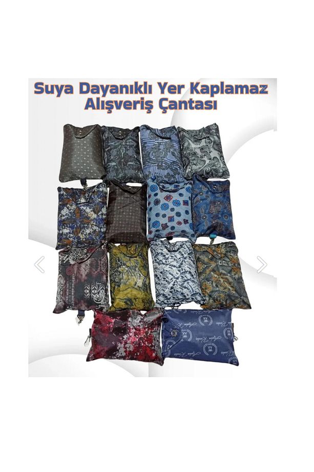 Çantalı Katlanabilir Suya Dayanıklı Leke Tutmaz Alışveriş Torbası / Poşeti / Çantası - 8