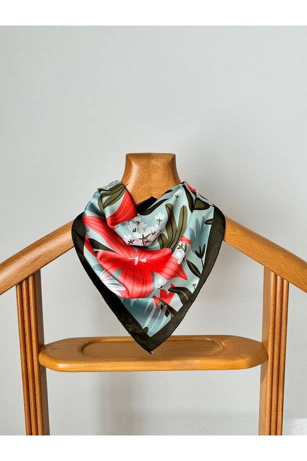 Çiçek Desenli Bandana Fular - 2