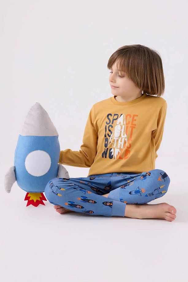 Erkek Çocuk Sarı Uzun Kol Pijama Takım - 3