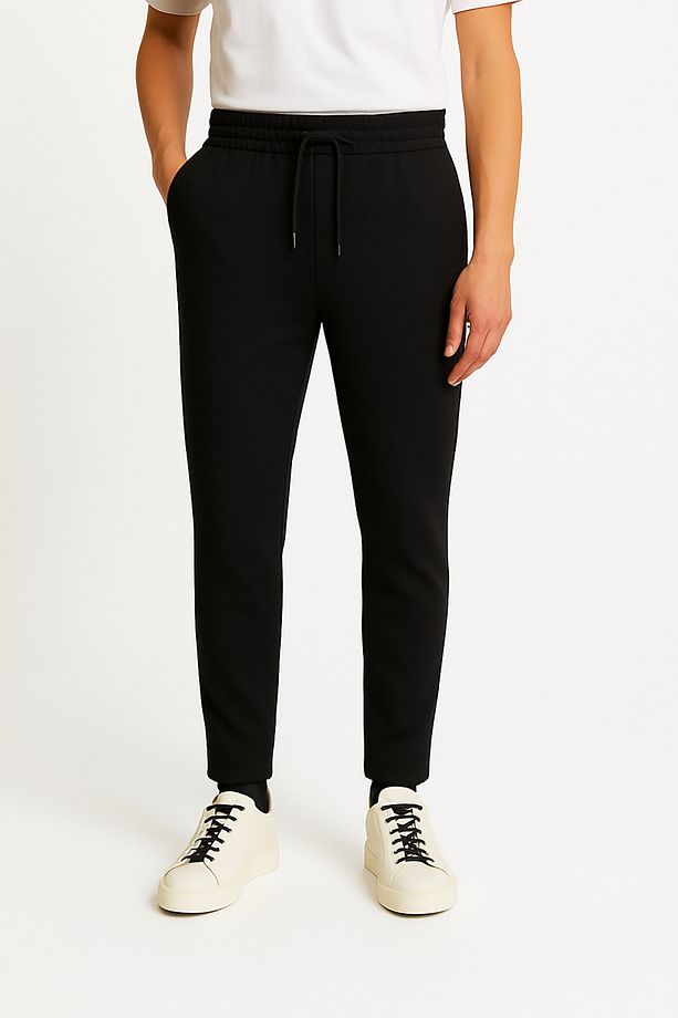 Crep Kumaş Beli Lastikli Bağcıklı Jogger Model Pantolon - 5