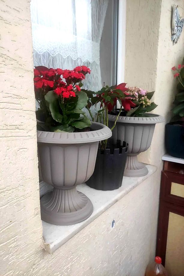 2 Adet Ayaklı Plastik 25cm Dekoratif Nergiz Saksı Seti - 6
