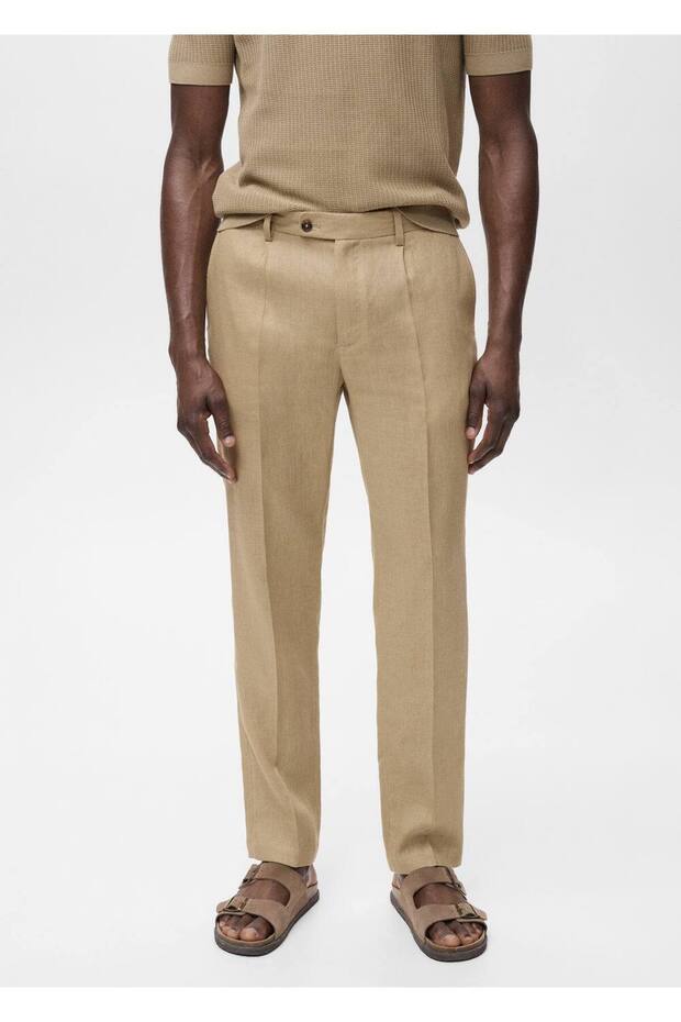 Slim fit %100 keten pantolon - 1
