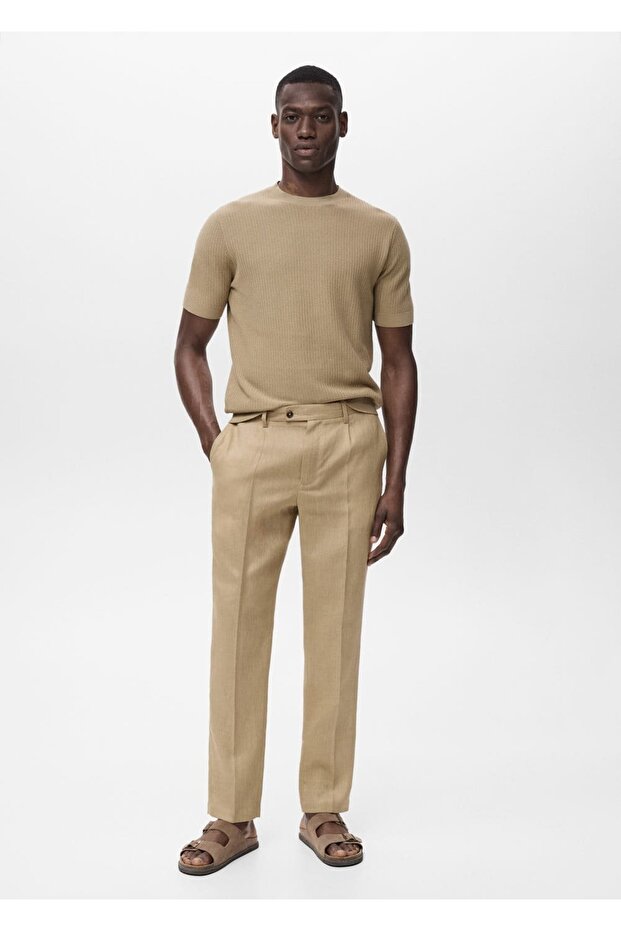Slim fit %100 keten pantolon - 2