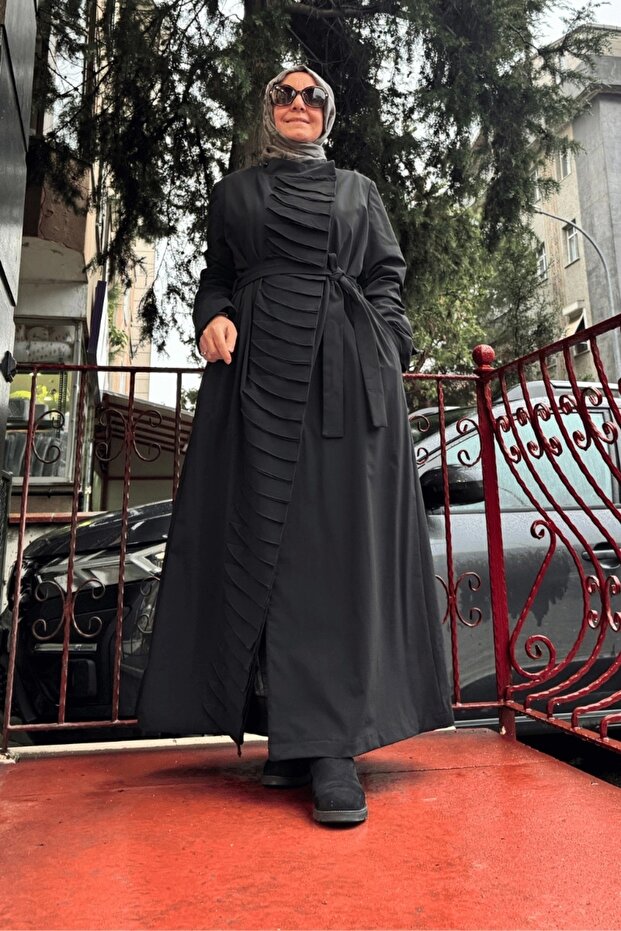 سترة خارجية بزرار كبس أسود 36525
