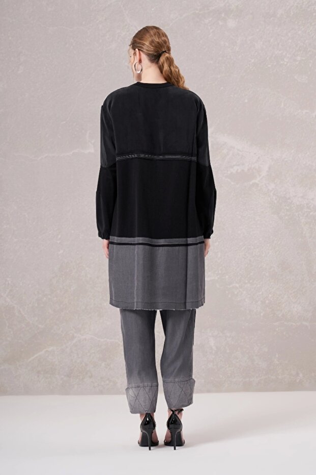 تونيك قطن ممشط مطبوع باللون الأسود - 35002 - 4