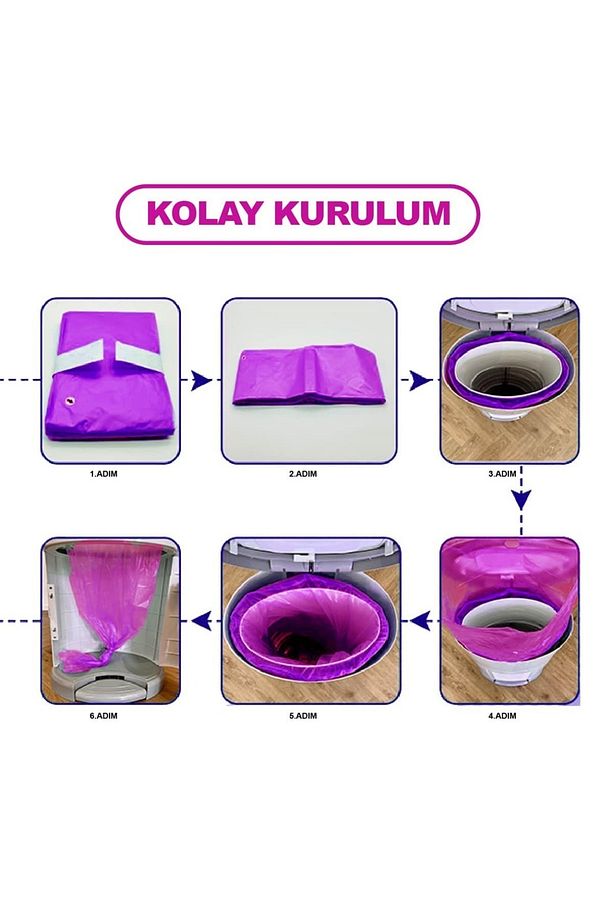 16lt Çöp Kutuları Ile Uyumlu 2250 Bebek Bezi Kapasiteli Leylak Kokulu 3 Paket Yerli Çöp Poşeti - 2