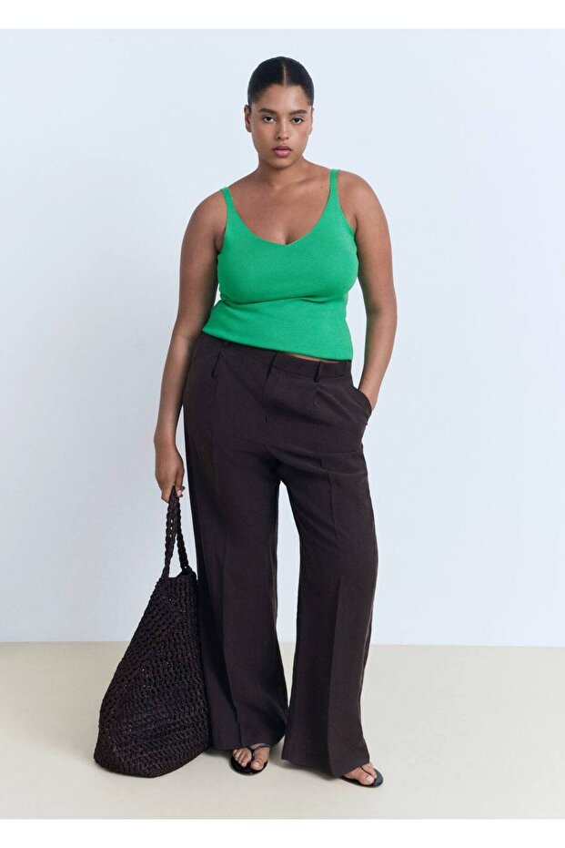 V yaka triko bluz - 7