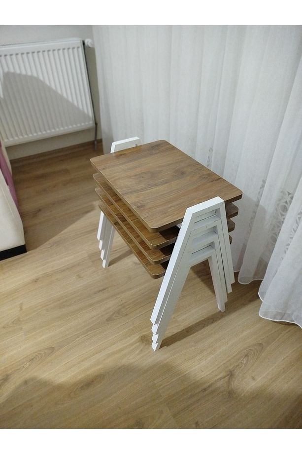 Zigon Sehpa 4'Lü Ahşap Desenli Tepsi Model - 3