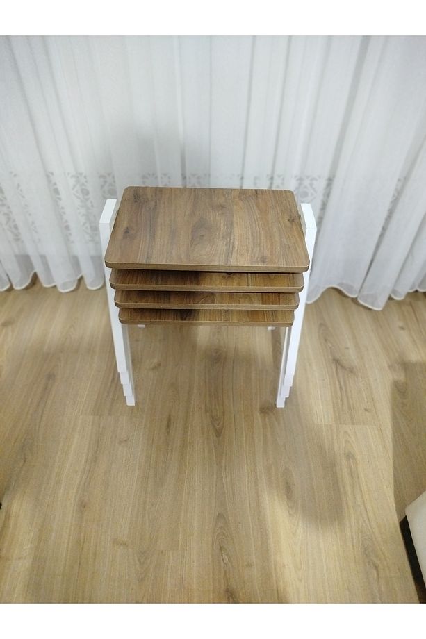 Zigon Sehpa 4'Lü Ahşap Desenli Tepsi Model - 2