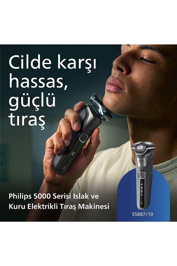 Islak ve SmartClean Artı Sistemi ve Sakal Giyotin ile Kuru Erkek Elektrikli tıraş makinesi - 5
