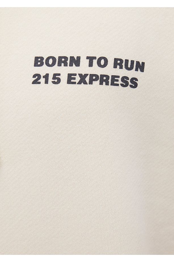 Sırt Baskılı Kapüşonlu Bej Sweatshirt 0s10160-81202 - 7