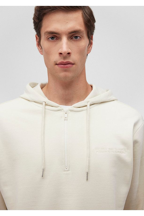 Yarı Fermuarlı Bej Sweatshirt 0s10244-70140 - 5
