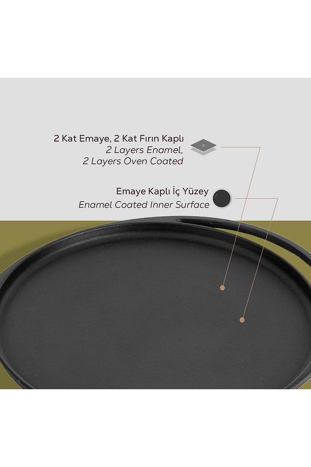 Döküm Yuvarlak Pizza Krep Pankek Tavası Döküm Demir Yekpare Çift Kulplu Çap(Ø)20cm. - 7