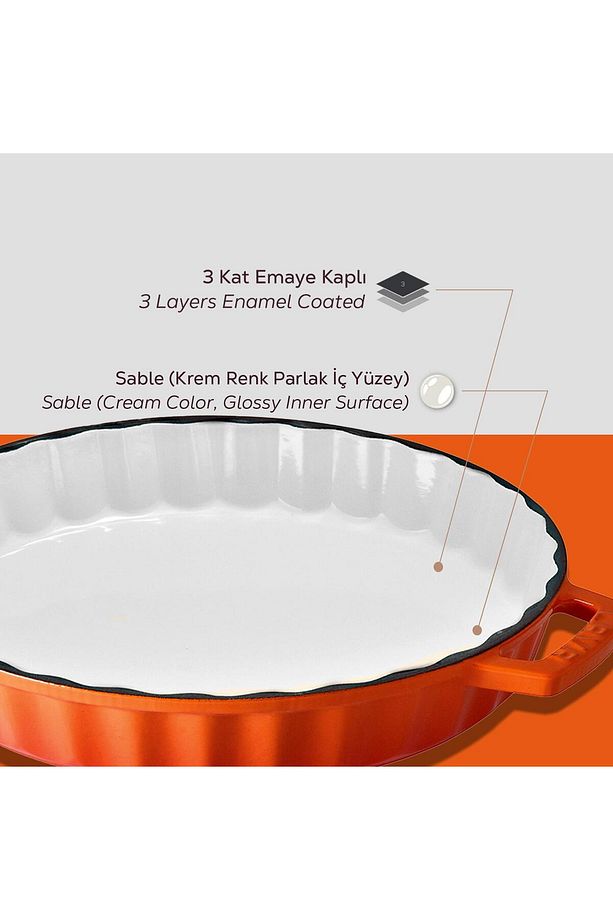 Döküm Yuvarlak Rosto Ve Fırın Tepsisi Edition Serisi Döküm Demir Yekpare Çift Kulplu Çap(Ø)30cm - 6