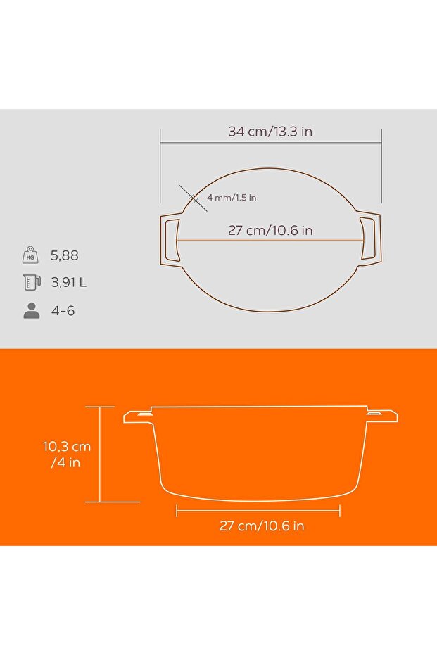 Döküm Oval Tencere. Edition Serisi Ölçü 21x27cm. - 5