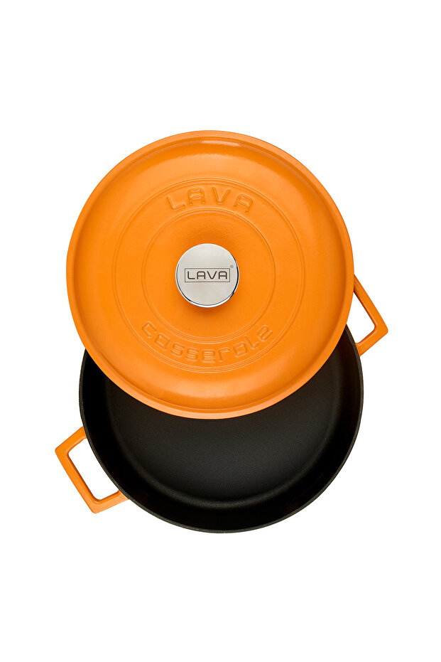 Döküm Çok Amaçlı Yayvan Tencere Döküm Demir Kubbe Form Kapak Spring Serisi Çap(Ø)28cm. - 3