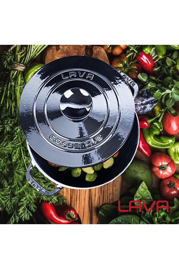 Döküm Yuvarlak Tencere Döküm Demir Kapak Experience Serisi Çap(Ø)28cm - 7