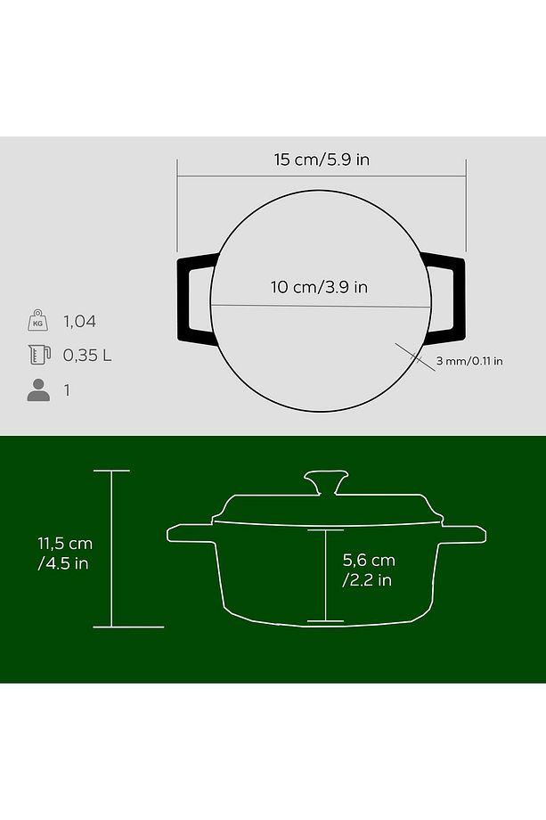 Döküm Mini Tencere. Trendy Serisi Çap(Ø)10 Cm. - 5