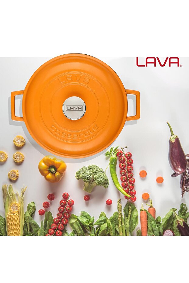 Döküm Çok Amaçlı Yayvan Tencere Döküm Demir Kubbe Form Kapak Spring Serisi Çap(Ø)28cm. - 7