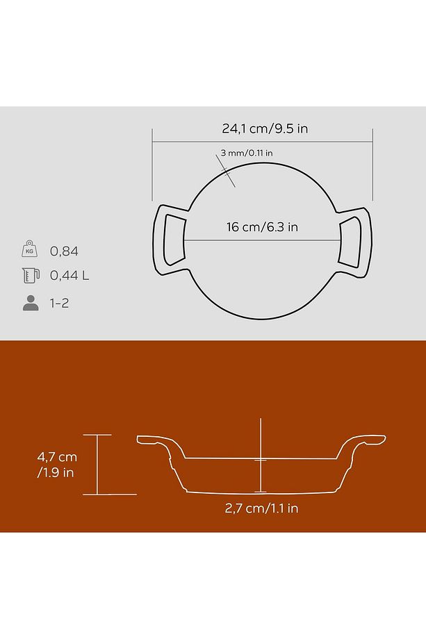 Döküm Yuvarlak Sahan Döküm Demir Yekpare Çift Kulplu Çap(Ø)16cm. - 5