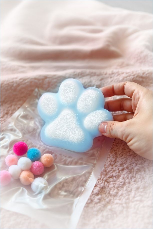 Mavi Kedi Patisi Taba Squishy – Yumuşak, Tüylü, Tatlı Ve Sıkılabilir Sukuşi Stres Oyuncağı - 6