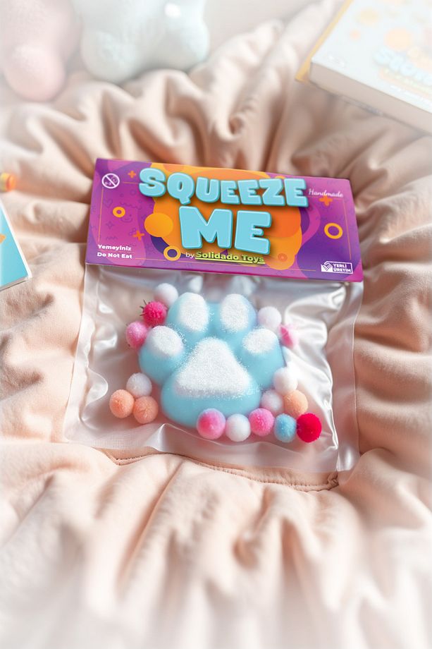 Mavi Kedi Patisi Taba Squishy – Yumuşak, Tüylü, Tatlı Ve Sıkılabilir Sukuşi Stres Oyuncağı - 7