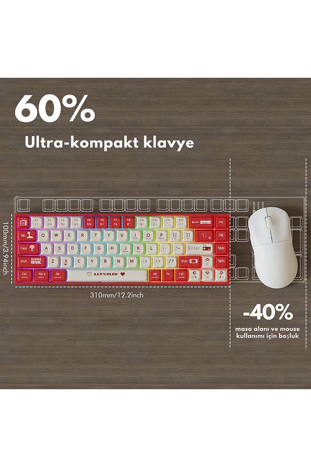 AK680 Kablolu Red Switch Mekanik Klavye-Rainbow Aydınlatma Hot-Swap - 7