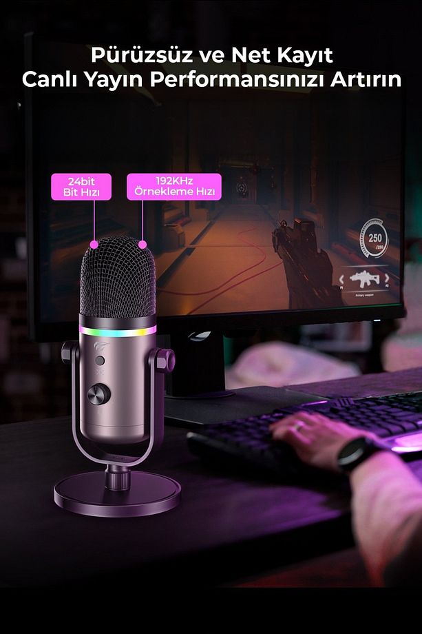 Gamenote Gk63 Pro Rgb Gaming Profesyonel Oyuncu Yayıncı Mikrofonu Ve Masa Standı - 4