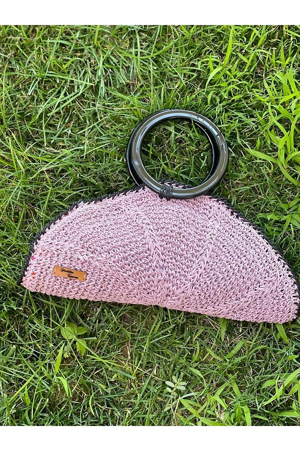 El Örgüsü Yelpaze Model Tasarım Kağıt Ip Portfoy Clutch Çanta 35x16 - 3