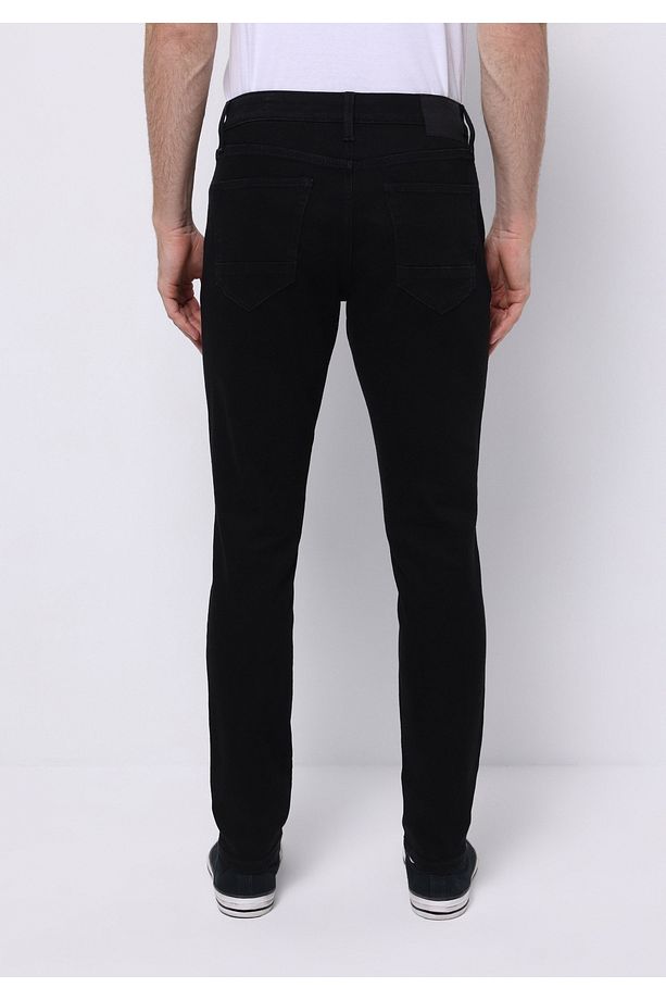 Slim Fit Düşük Bel Dar Paça Erkek Siyah Jean Pantolon - 3