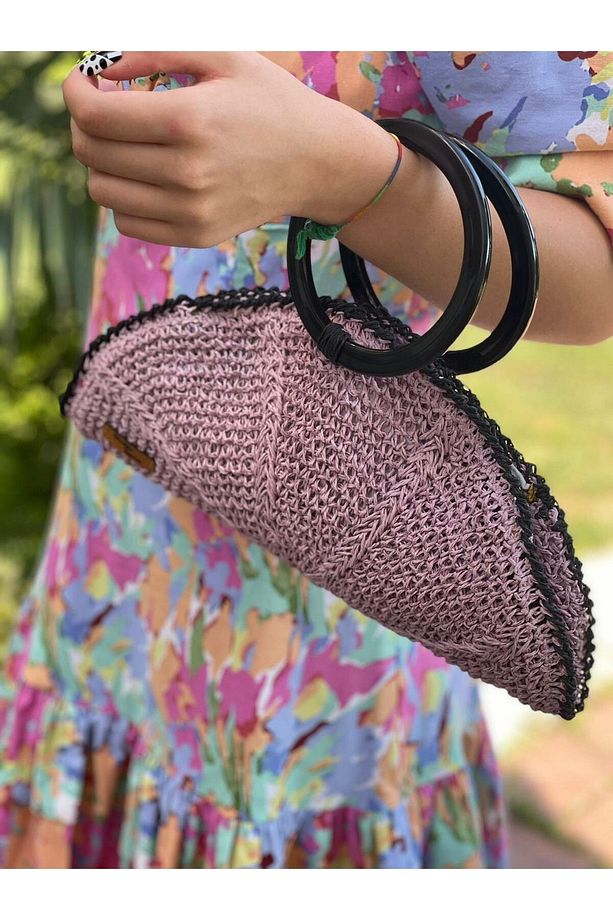 El Örgüsü Yelpaze Model Tasarım Kağıt Ip Portfoy Clutch Çanta 35x16 - 1